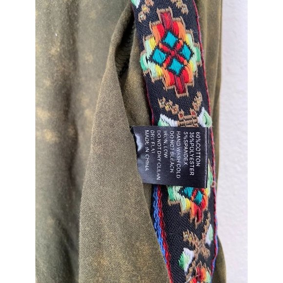 POL women's‎ medium green open front kimono aztec patterned casual cardigan - Picture 6 of 8